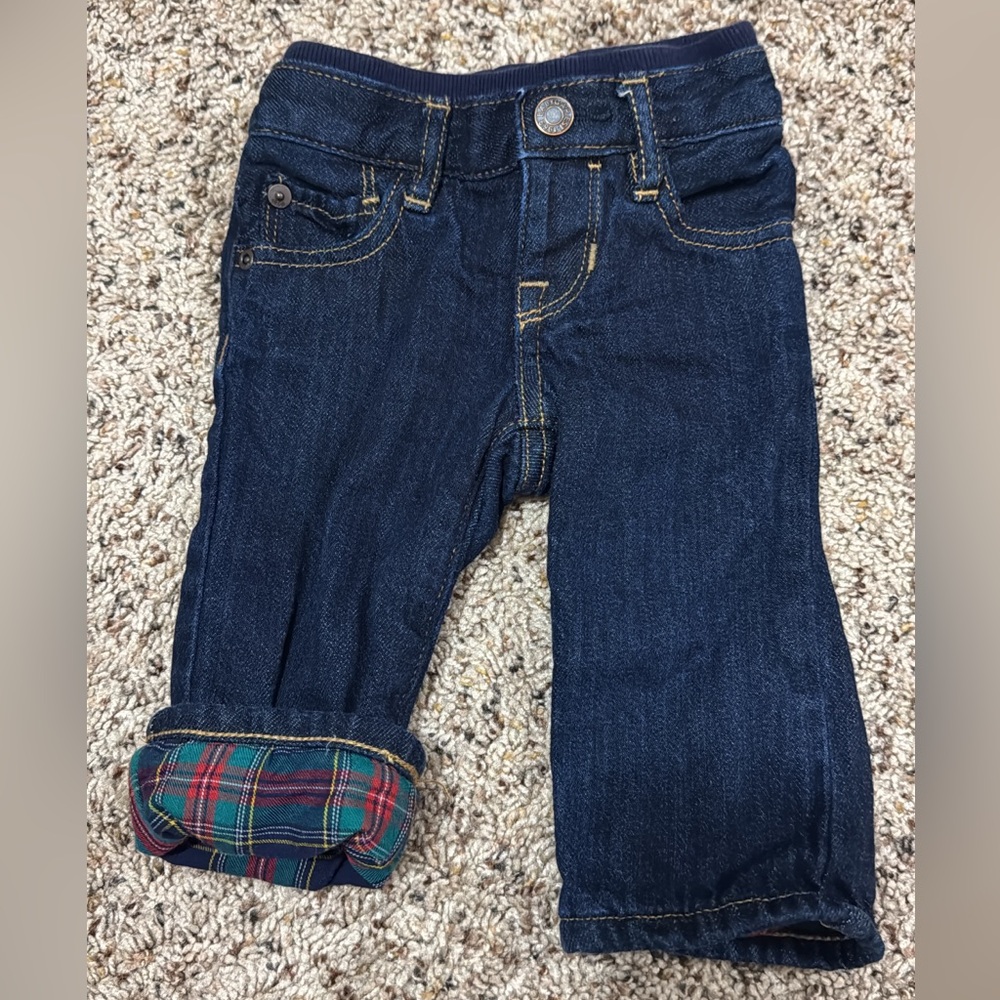 Baby Gap Plaid Lined Denim Baby Jeans